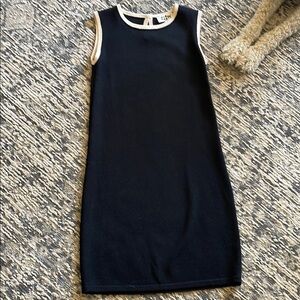 St. John Black Sheath Mini Dress Sleeveless Crew Neck
